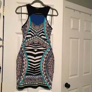 Geometric Animal Print Body Con Dress